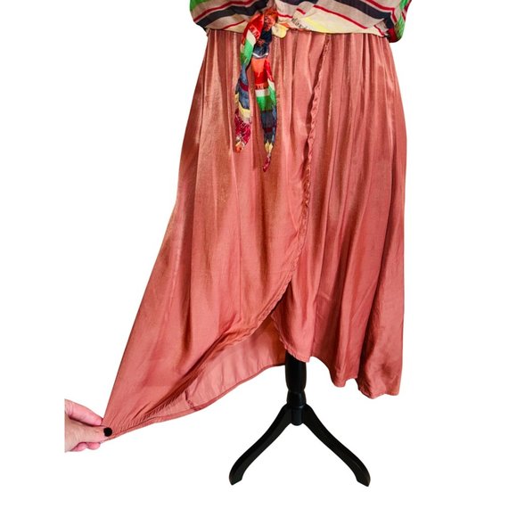 Anthropologie Blu Pepper Dress M Tie Up Multi Color Hi Low Hem Aztec Santa Fe - Picture 9 of 11